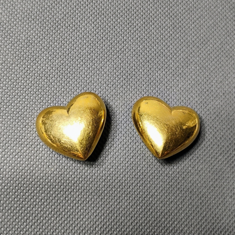 Monet Gold Tone Heart Clip On Earrings